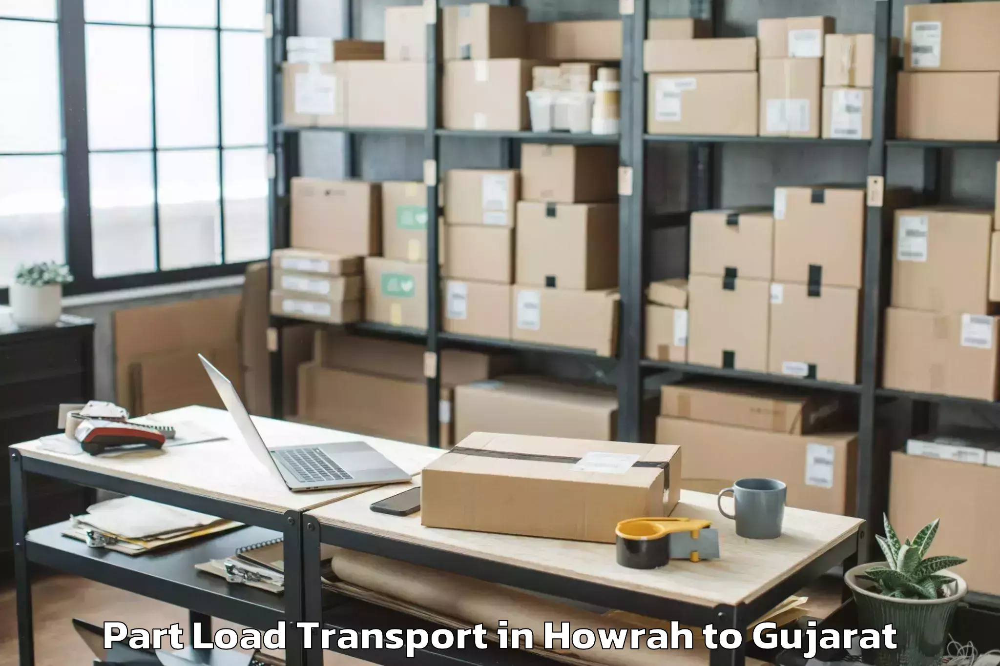 Top Howrah to Jasdan Part Load Transport Available